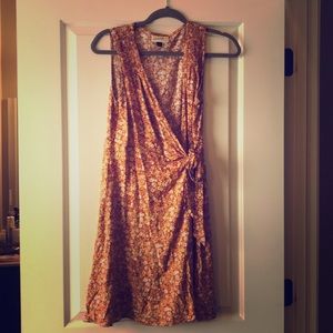 Yellow and orange flower wrap dress